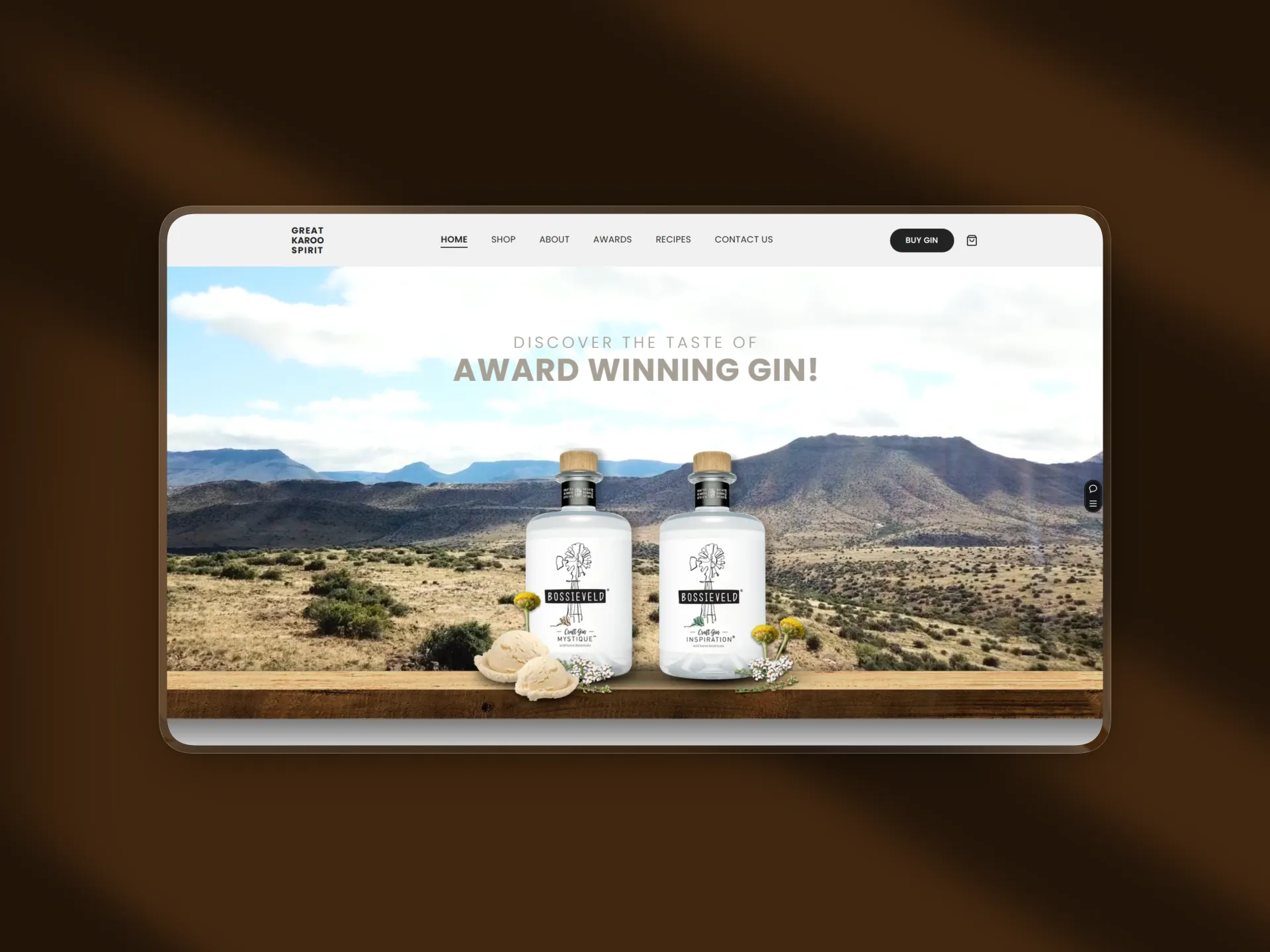Great Karoo Spirit homepage — award-winning Bossieveld Craft Gin