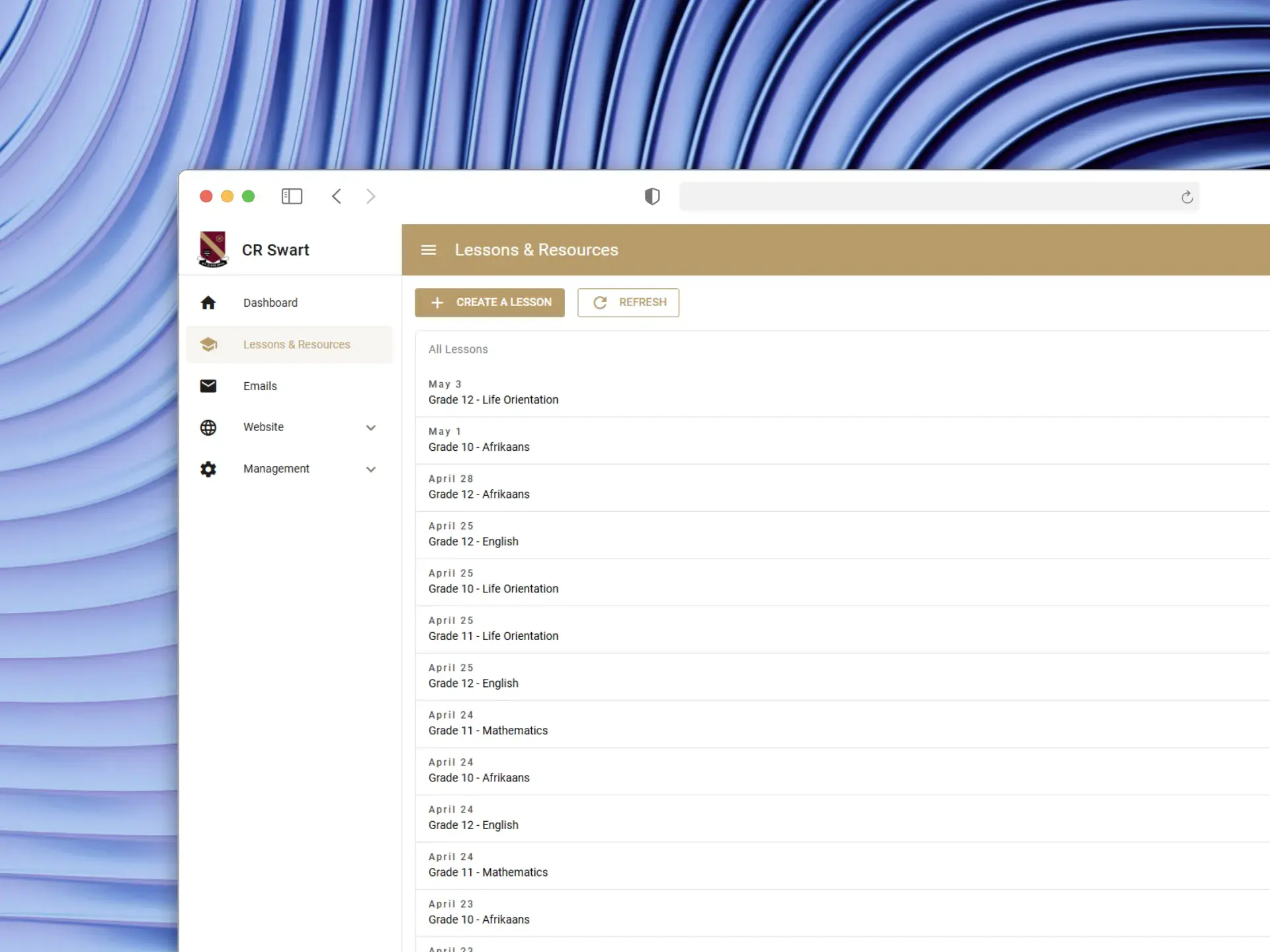 Hoërskool C.R. Swart — Contact page with school location and details