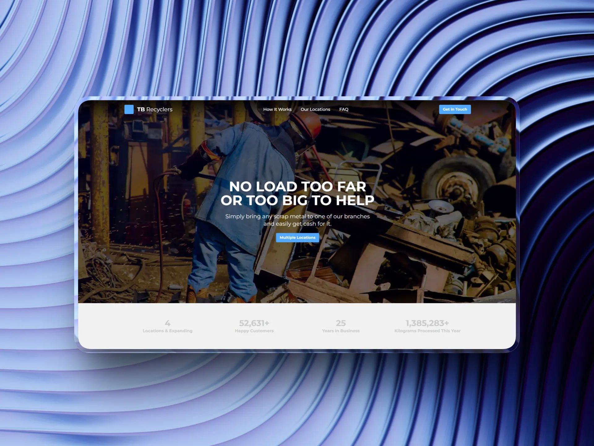 TB Recyclers homepage — scrap metal recycling with four branch locations