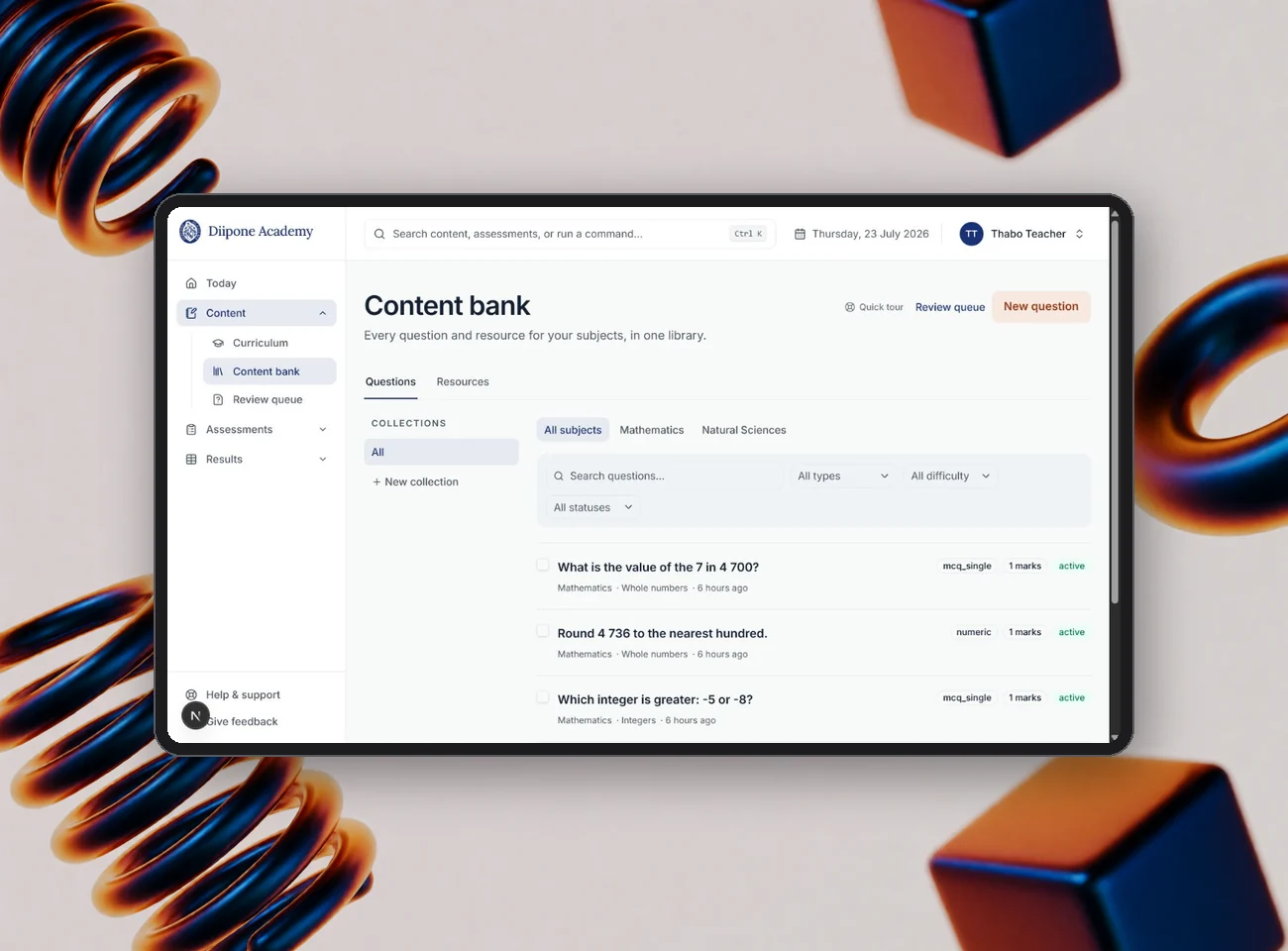 IdleLearn teacher content bank with filters and collections
